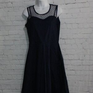 Women's Sleeveless Polkadot Mesh Dress Small